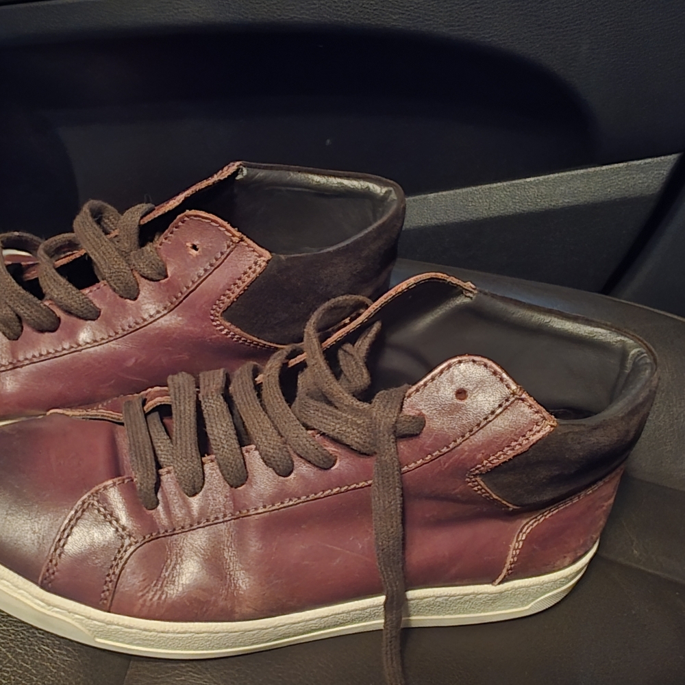 Men's Brown Leather High-Top Sneakers